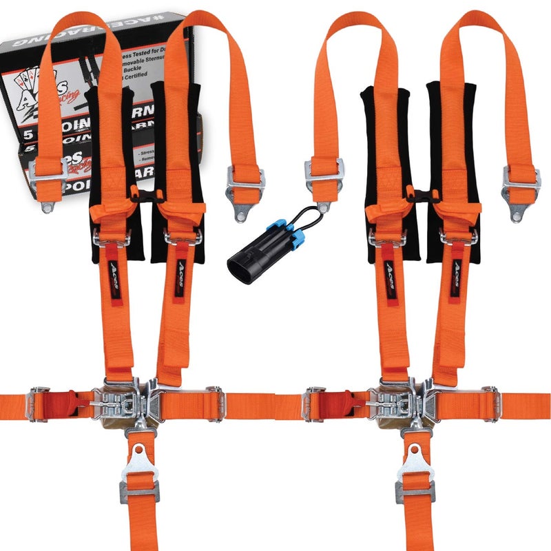 5 Point Harness Pair With Bypass Plug Orange 5 Point